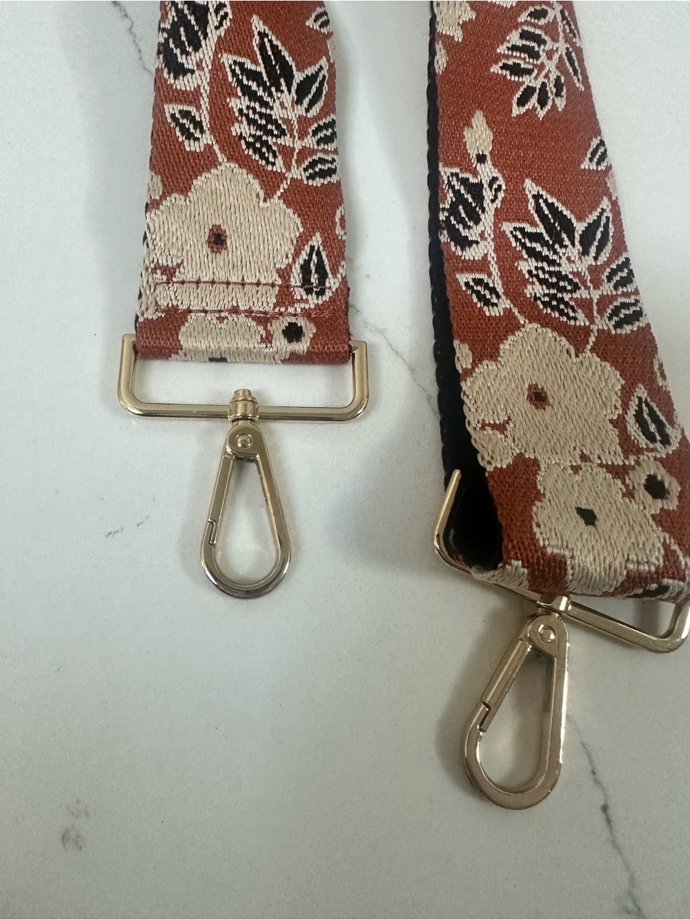Kedzie Floral Jacquard Adjustable Purse Guitar bag Strap in Rust - Picture 2 of 6